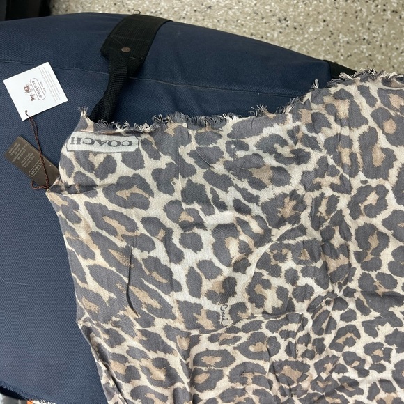Coach Animal Print Scarf in Gray and Cream - Picture 2 of 4
